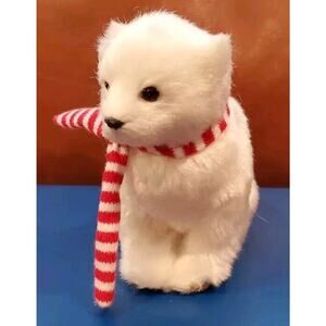 5 In White Polar Bear Red White Scarf Christmas Tree Ornament Holiday Home Decor
